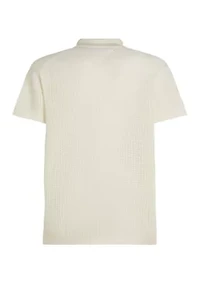 Men's Solid Open-Knit Polo Shirt