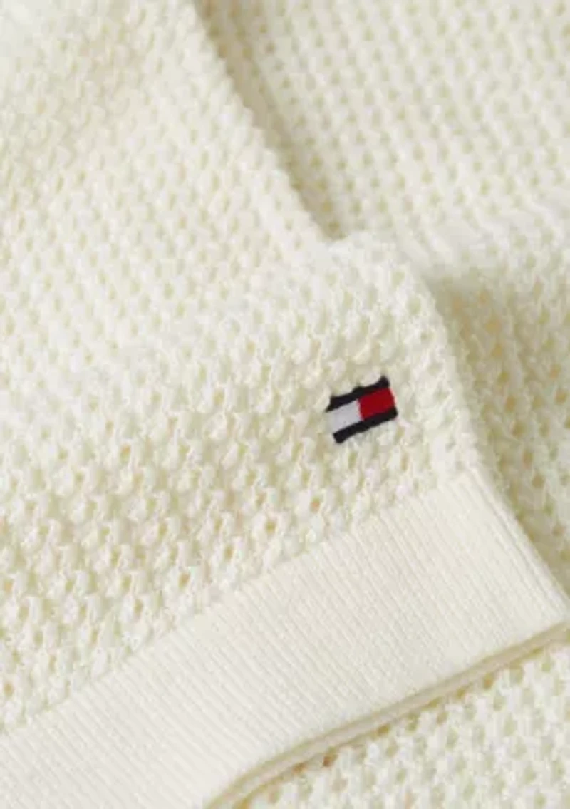 Men's Solid Open-Knit Polo Shirt