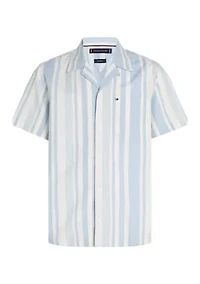 Relaxed Fit Stripe Camp Shirt