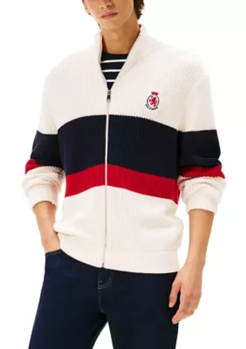 Chest Stripe Zip Sweater
