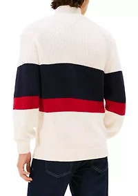 Chest Stripe Zip Sweater