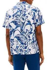 Men's Short Sleeve Linen Floral Shirt