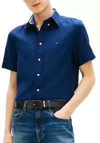 Men's Linen Blend Short Sleeve Shirt