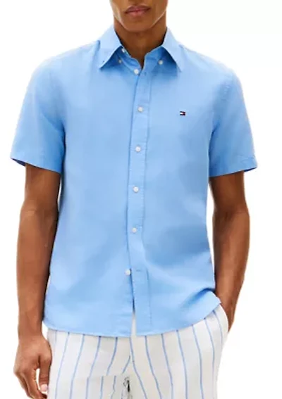 Men's Linen Blend Short Sleeve Shirt