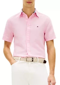 Men's Linen Blend Short Sleeve Shirt