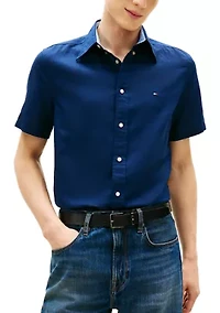 Men's Linen Blend Short Sleeve Shirt