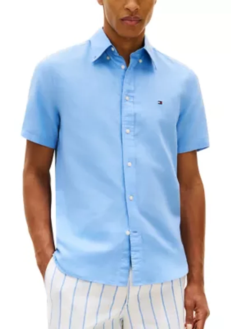 Men's Linen Blend Short Sleeve Shirt