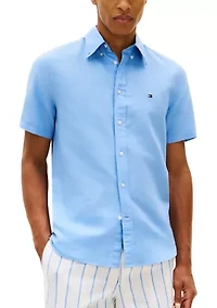 Men's Linen Blend Short Sleeve Shirt