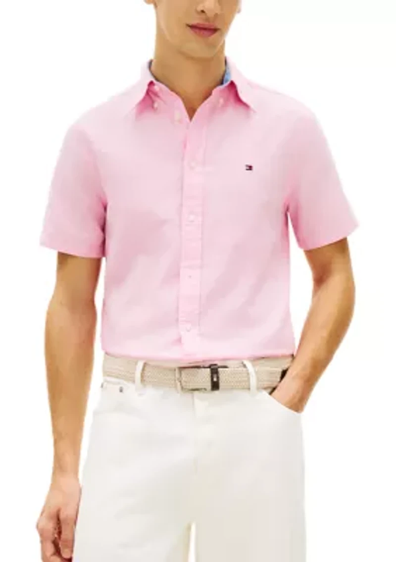 Men's Linen Blend Short Sleeve Shirt