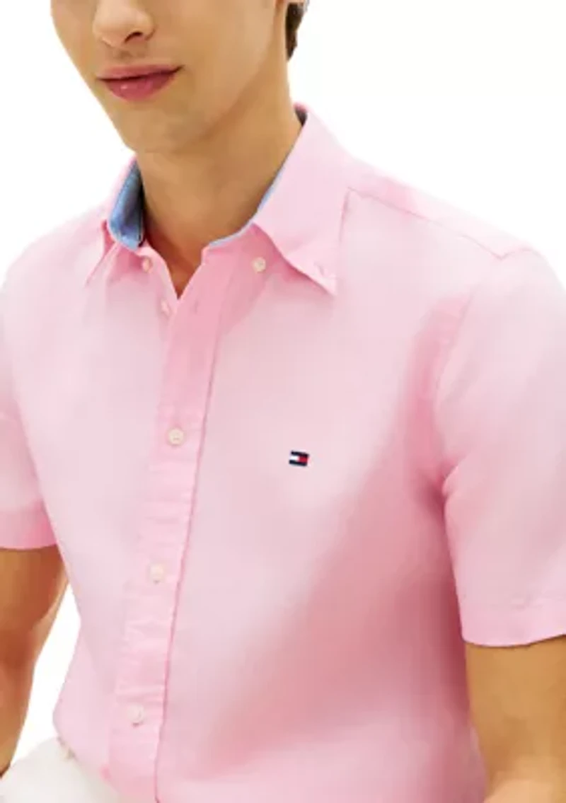 Men's Linen Blend Short Sleeve Shirt