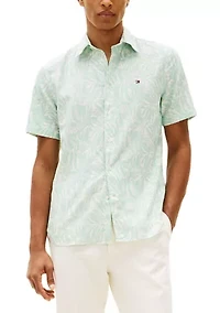 Men's Short Sleeve Linen Blend Printed Shirt