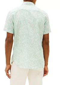 Men's Short Sleeve Linen Blend Printed Shirt
