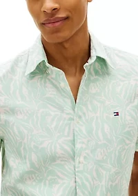 Men's Short Sleeve Linen Blend Printed Shirt