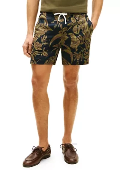 Men's Linen Floral Pull On Shorts