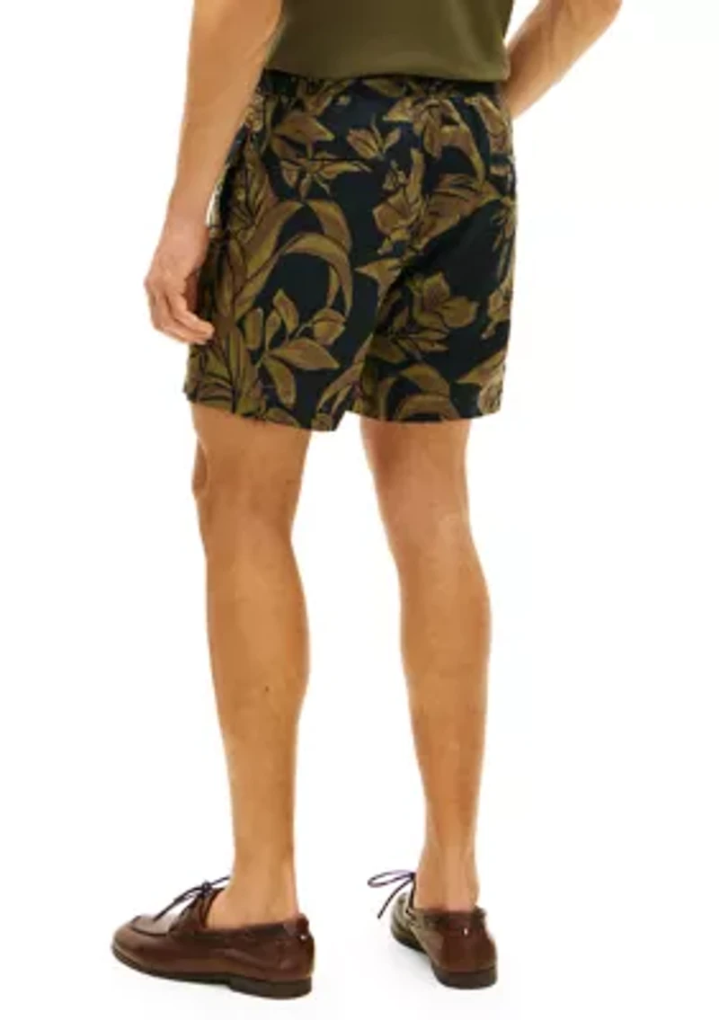 Men's Linen Floral Pull On Shorts