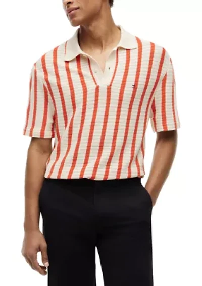 Men's Open Knit Relaxed Fit Polo Shirt