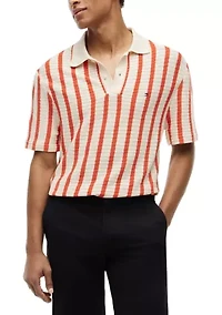 Men's Open Knit Relaxed Fit Polo Shirt