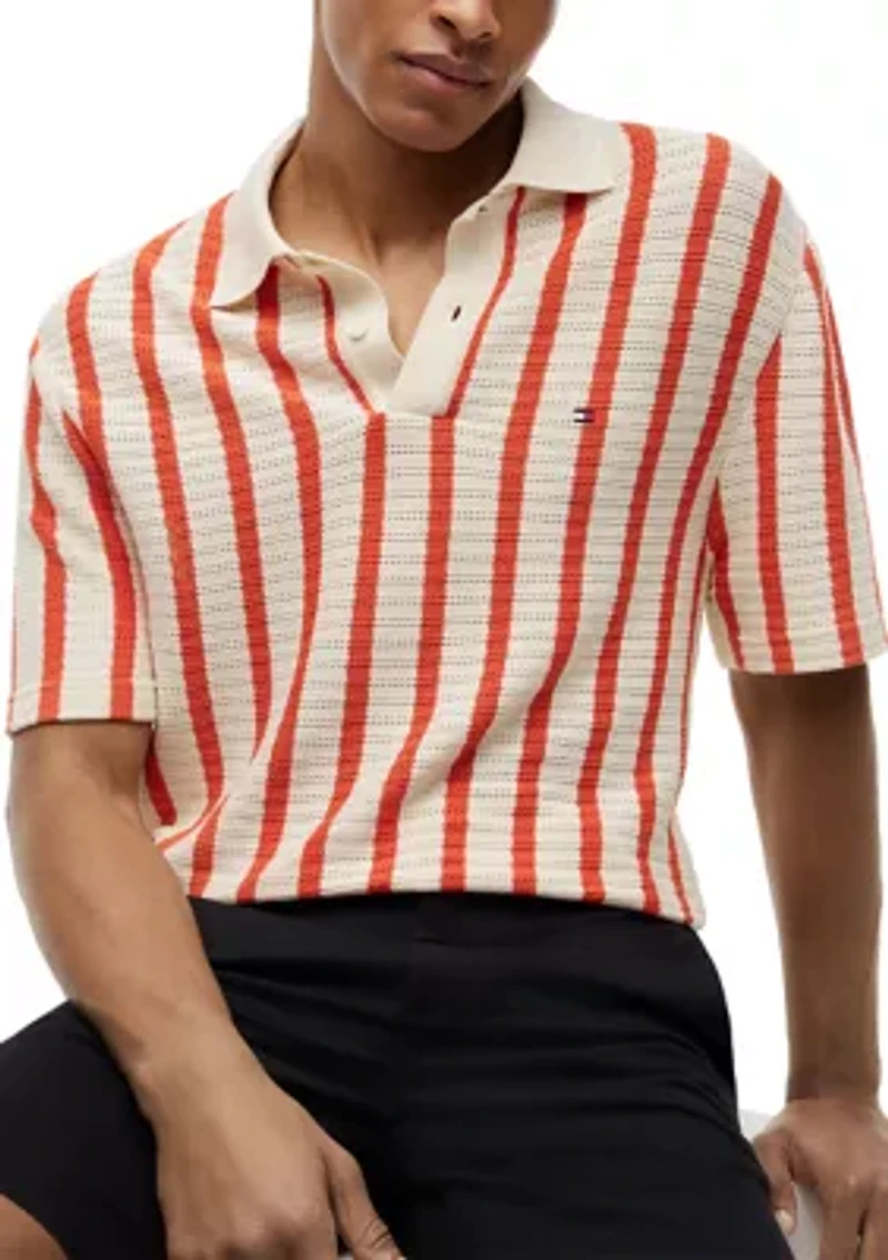 Men's Open Knit Relaxed Fit Polo Shirt