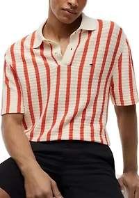 Men's Open Knit Relaxed Fit Polo Shirt
