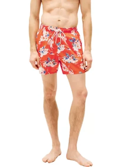 Tropical Print Swim Trunks