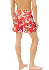 Tropical Print Swim Trunks