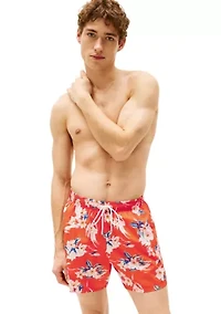 Tropical Print Swim Trunks