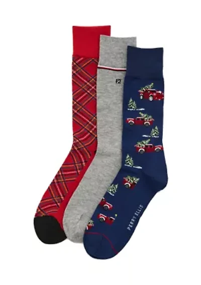 Plaid and Truck Patterned Socks 3-Pack
