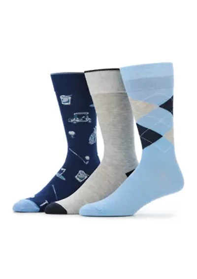 Patterned Golf Socks 3-Pack