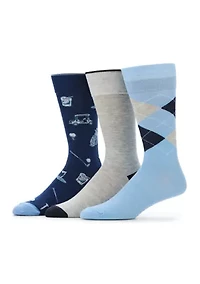 Patterned Golf Socks 3-Pack