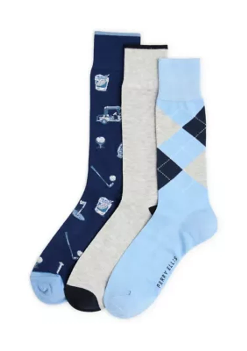 Patterned Golf Socks 3-Pack