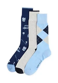 Patterned Golf Socks 3-Pack