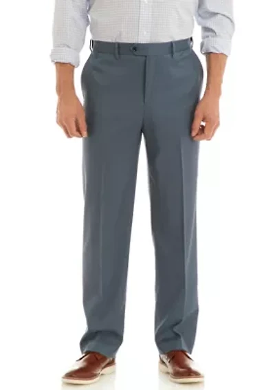 Men's Flat Front Stretch Crosshatch Dress Pants