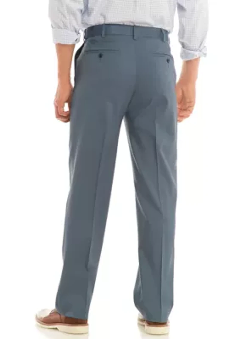 Men's Flat Front Stretch Crosshatch Dress Pants