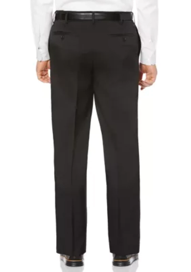 Big & Tall Crosshatch Stretch Men's Extender Waist Flat Front Dress Pants