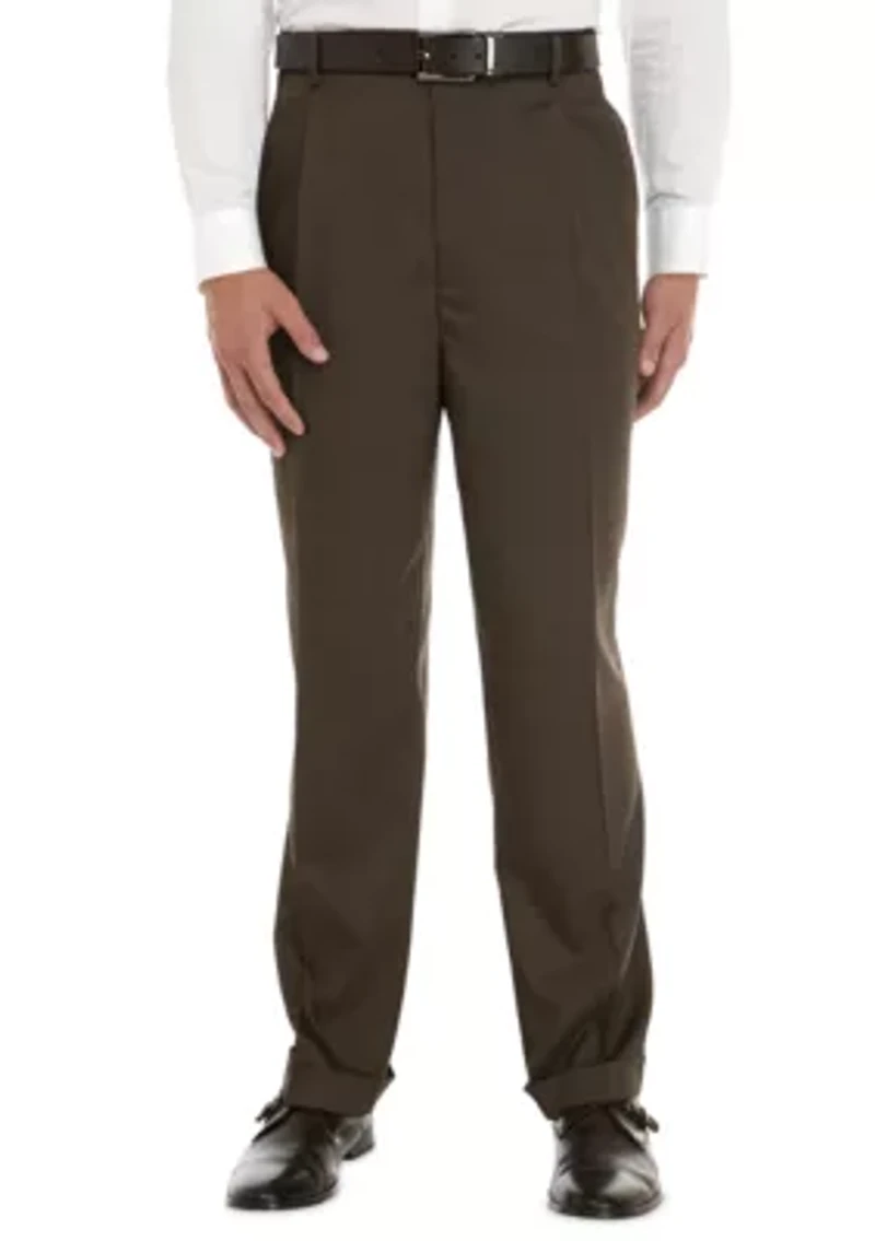 Big & Tall Stretch Crosshatch Pleated Dress Extender Waist Pants