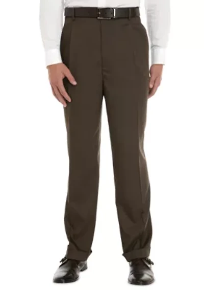 Big & Tall Stretch Crosshatch Pleated Dress Extender Waist Pants