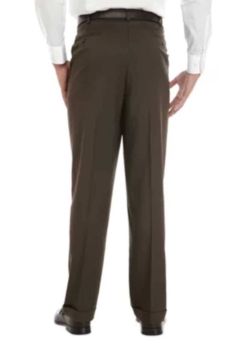 Big & Tall Stretch Crosshatch Pleated Dress Extender Waist Pants