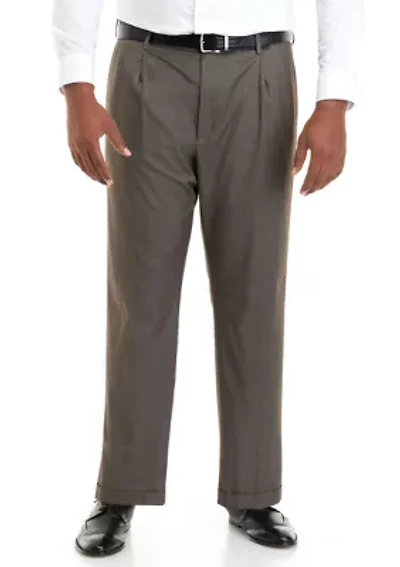 Big & Tall Cross Hatch Pleated Pants