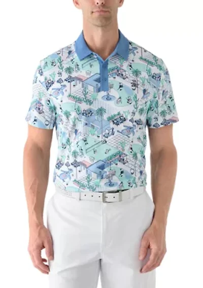 Men's Palm Spring Printed Polo Shirt