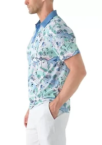 Men's Palm Spring Printed Polo Shirt