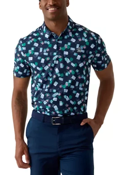 Men's Pete Travel Tag Logo Printed Polo Shirt