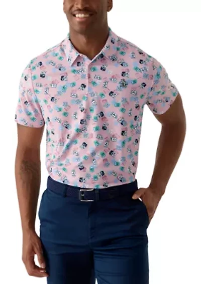 Men's Pete Travel Tag Logo Printed Polo Shirt