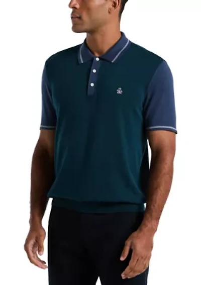 Colorblock Short Sleeve Cotton Sweater Polo Shirt