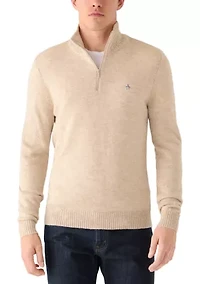 Men's Slim Fit Lambswool Quarter Zip Long Sleeve Sweater