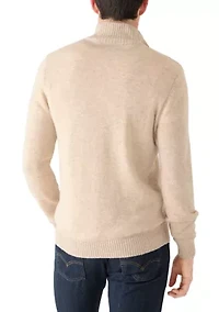 Men's Slim Fit Lambswool Quarter Zip Long Sleeve Sweater