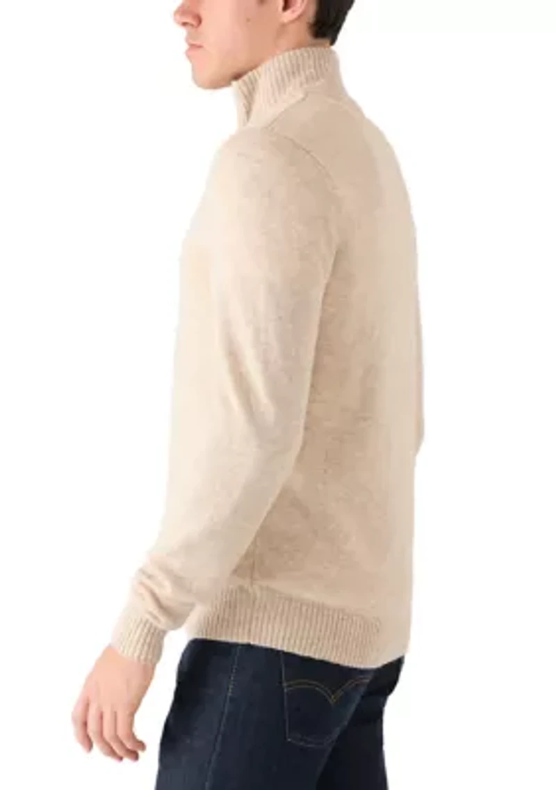 Men's Slim Fit Lambswool Quarter Zip Long Sleeve Sweater