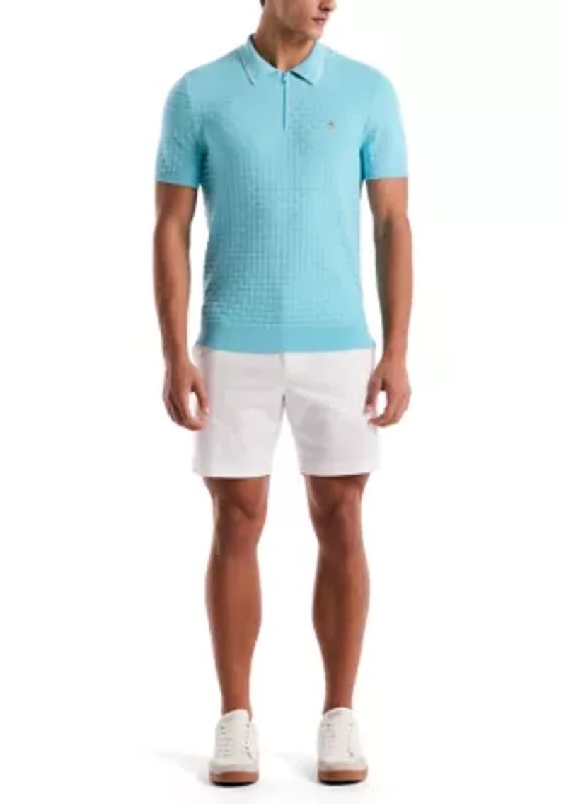 Men's Links Stitch Quater Zip Sweater Polo Shirt