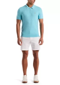 Men's Links Stitch Quater Zip Sweater Polo Shirt