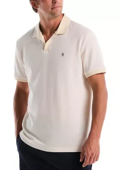 Men's Honeycomb Johnny Collar Jacquard Polo Shirt