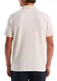 Men's Honeycomb Johnny Collar Jacquard Polo Shirt